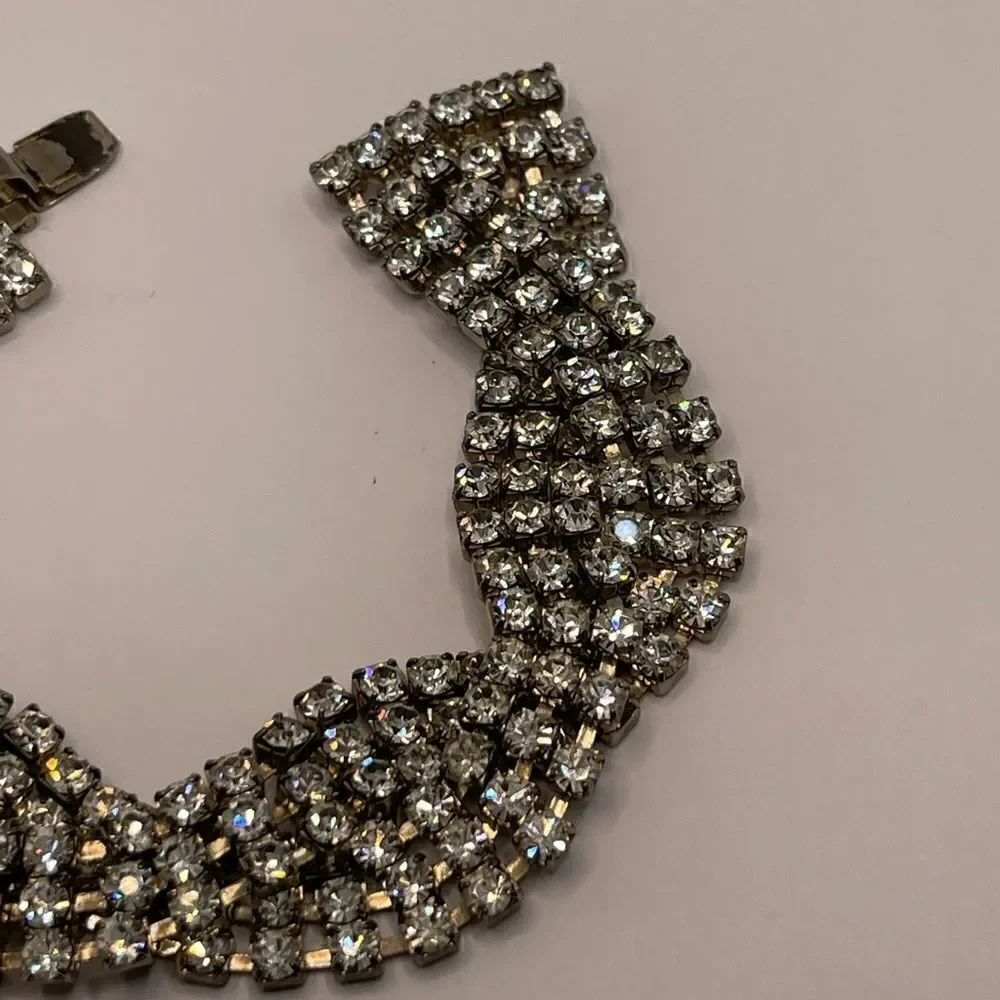 Vintage bracelet rhinestone silver tone